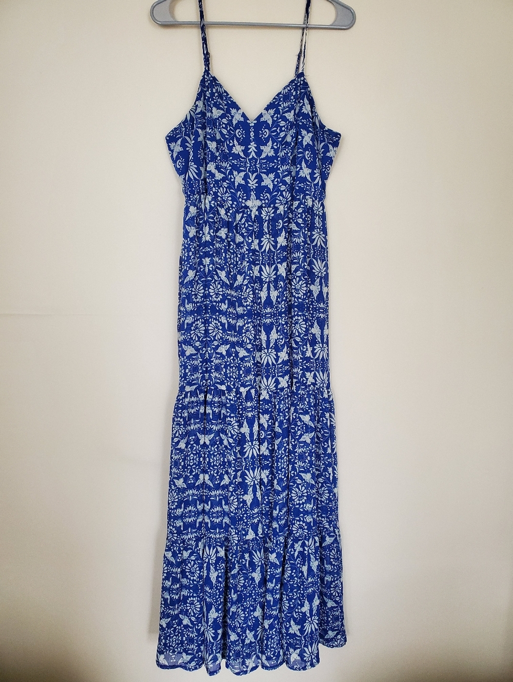 Blue Floral Print Flowy Long Summer Dress